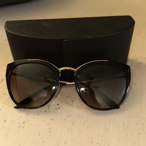 Prada SPR20U Brown/Gold/Tortoise Cat Eye Sunglasses